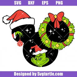 Grinch Mouse Ears Christmas Svg, Christmas Mouse Svg, Grinch Svg
