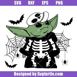 Halloween Baby Yoda Costume Svg, Halloween Skeleton Svg