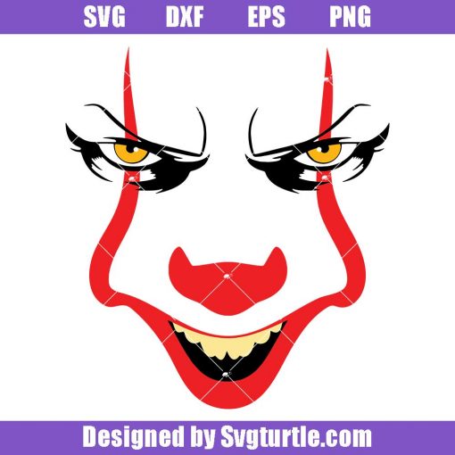 Scary pennywise clown face svg