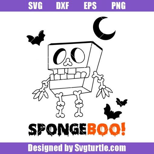 Spongeboo-halloween-svg,-kids-halloween-svg,-bats-and-moon-svg