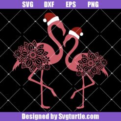 Christmas-flamingo-couple-svg,-christmas-flamingo-mandala-svg