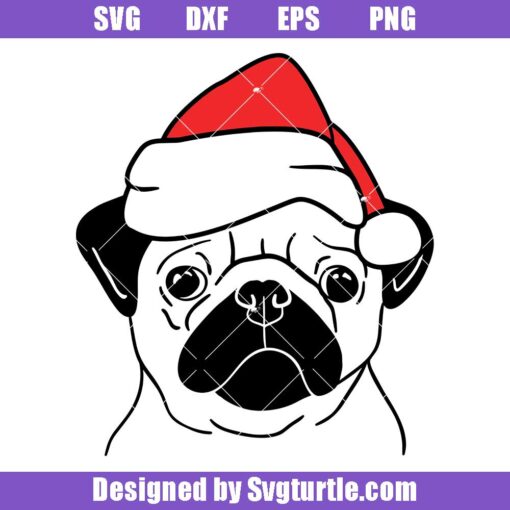 Christmas-pug-svg,-santa-hat-svg,-christmas-animal-svg