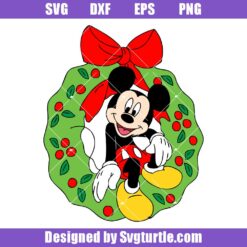Disney Mickey Christmas Party Svg, Christmas Wreath Svg