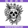 Floral-skull-with-crown-svg,-queen-king-skull-svg,-steampunk-svg