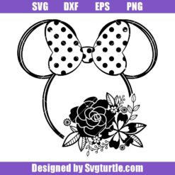 Minnie Mouse Flowers Svg, Minnie Valentines Day Svg, Mouse Head Svg