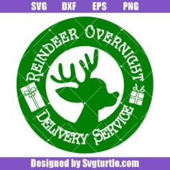 Reindeer Overnight Delivery Servise Svg, Holiday Stamp Svg