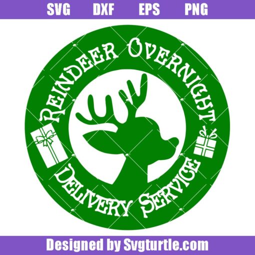 Reindeer-overnight-delivery-servise-svg,-holiday-stamp-svg