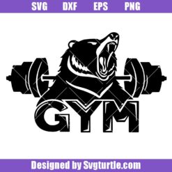 Bear with Weightlifting Svg, Bodybuilder Bear Svg, Fitness Logo Svg