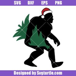 Bigfoot-with-christmas-tree-svg,-funny-christmas-svg,-santa-svg