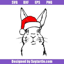 Bunny Chrismas Svg, Animal Face Santa Hat Svg, Rabbit Svg