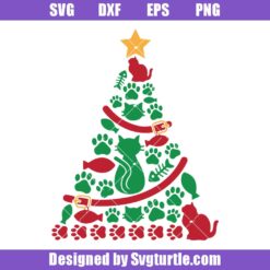 Cat Christmas Tree Svg