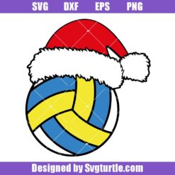 Christmas Volleyball Svg, Volleyball with Santa Hat Svg, Sport Svg