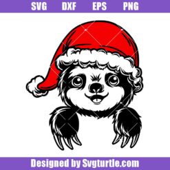 Cute Christmas Animal Svg, Santa Sloth Svg, Holiday Sloth Svg