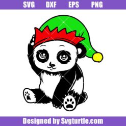 Cute Christmas Panda Svg, Cute Panda Elf Svg, Panda Xmas Svg