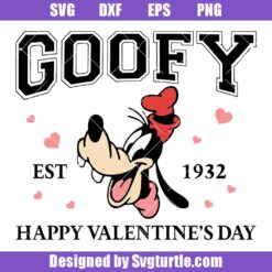 Goofy Happy Valentine's Day Svg, Dog Head Valentines Svg