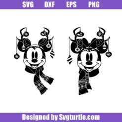 Mickey Minnie Mouse Ears Christmas Svg Holiday Antlers Svg Bundle Svg