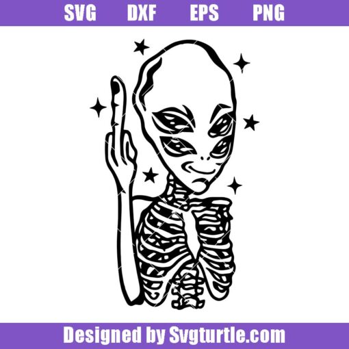 Middle-finger-alien-svg,-alien-skeleton-svg,-funny-alien-svg