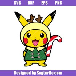 Pikachu Candy Cane Svg, Pikachu Reindeer Svg, Pokemon Svg