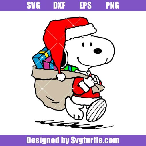 Santa Snoopy With Big Gift Bag Svg, Snoopy Dog Christmas Svg
