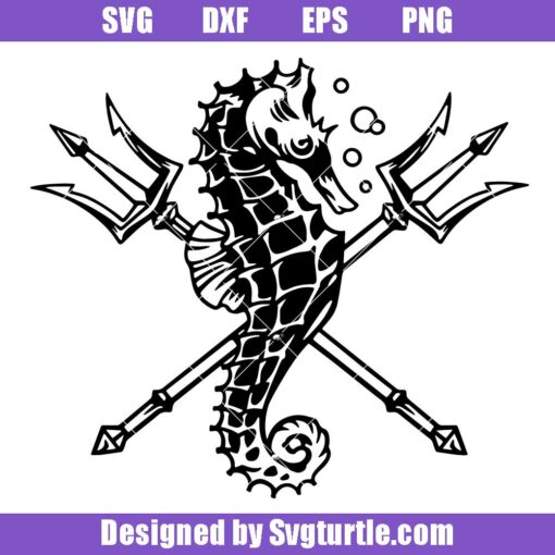Seahorse-with-trident-svg,-sea-creature-svg,-seahorse-svg