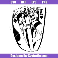 Skeleton King and Queen of Hearts Svg, Skeleton Card Svg