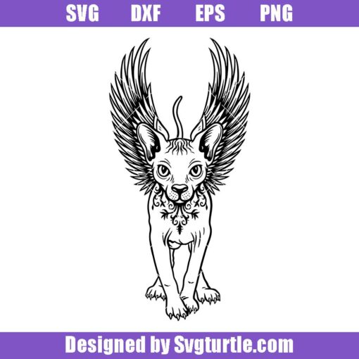 Sphynx Cat with Wings Svg
