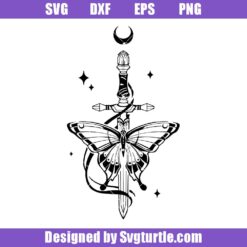 Dagger with Butterfly Svg