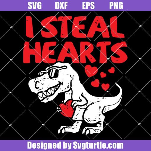 I Steal Hearts T rex Dinosaur Svg
