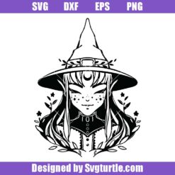Witch-with-moon-and-stars-svg,-witch-beauty-svg,-magic-svg