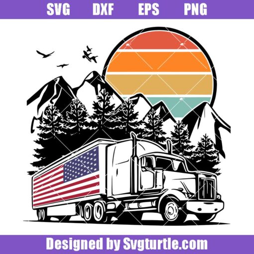 18-wheeler-american-flag-patriotic-svg,-driver-forest-retro-sunset-svg