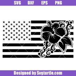 Hibiscus Flower American Flag Svg
