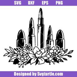 Bullets with Flower Svg, Floral Ammo Svg, Military Svg