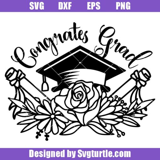 Congrats-grad-svg,-graduate-cap-svg,-floral-cap-svg