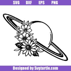 Planet with Flower Svg