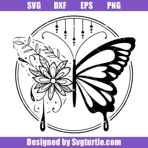 Butterfly-flowers-svg,-butterflies-art-svg,-butterfly-tattoo-svg