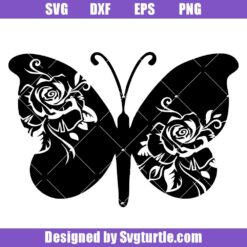 Butterfly with Flowers Svg, Butterfly Floral Svg, Flying Animals Svg