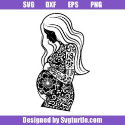 Floral-pregnant-woman-svg,-mom-with-flowers-svg,-pregnancy-svg