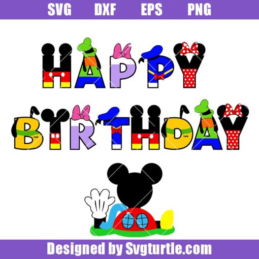 Happy Birthday Mickey Mouse Svg