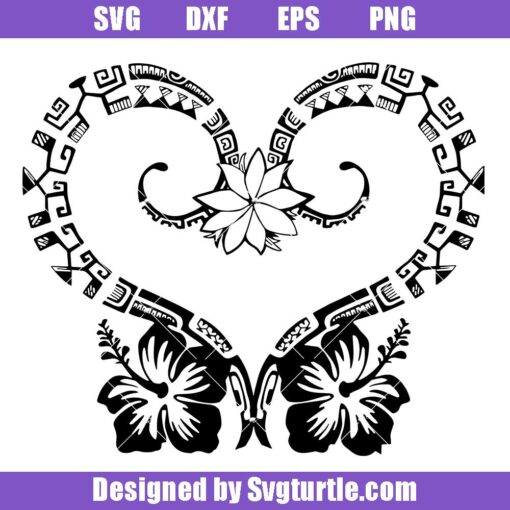 Heart-polynesian-patterns-svg,-polynesian-pattern-tribal-svg