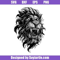 Lion-roar-artistic-svg,-lion-head-svg,-lion-tattoo-svg