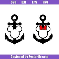 Mickey and Minnie Anchor Head Svg