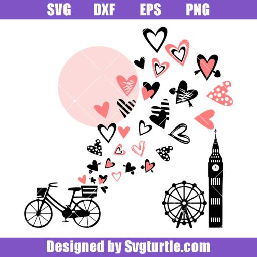 Pink and Black Hearts Svg