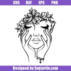 Pretty Lady With Flower Crown Svg