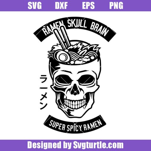 Ramen-skull-brain-svg,-super-spicy-ramen-skeleton-svg