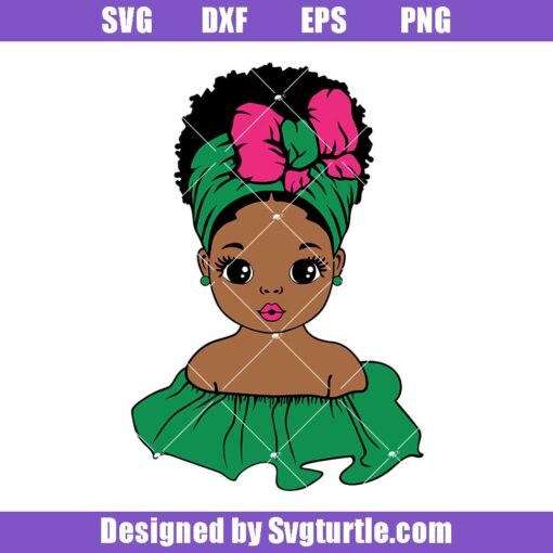Afro-baby-girl-svg,-fashion-afro-svg,-head-wrap-svg,-black-woman-svg