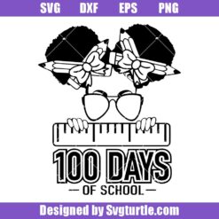 Afro Messy Bun Svg, Peeking Girl Svg, 100 Days Of School Svg