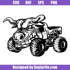 Bull-monster-truck-svg,-muscle-car-svg,-4x4-off-road-vehicle-svg