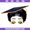 Woman-graduation-cap-blue-gold-eyeshadow-svg,-afro-grad-woman-svg
