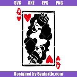 Black-queen-card-svg,-queen-of-hearts-svg,-black-history-svg