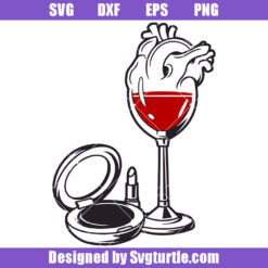 Red Heart Of Wine Svg, Wine Glass Heart Svg, Wine Svg